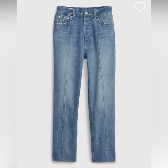 New Gap Straight Jeans High Rise Cheeky Washwell 28 short / cropped - Picture 2 of 6